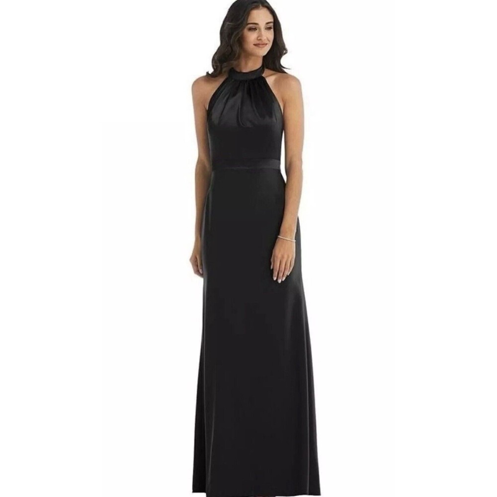 NWT AFTER SIX Size 10 Halter Neck Charmeuse & Crepe Evening Gown Dress Wedding